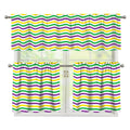Mardi Gras Wave Pattern Print 3 Piece Kitchen Curtains