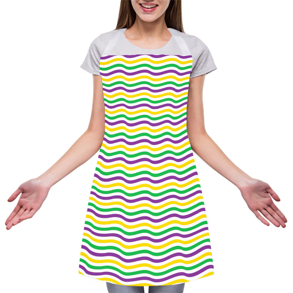 Mardi Gras Wave Pattern Print Adjustable Apron