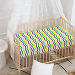 Mardi Gras Wave Pattern Print Baby Crib Sheet