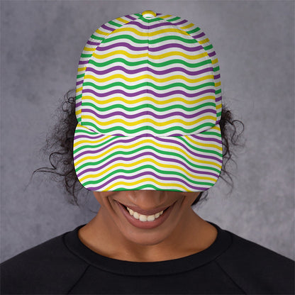 Mardi Gras Wave Pattern Print Baseball Cap