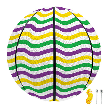 Mardi Gras Wave Pattern Print Basketball