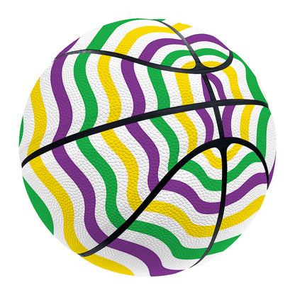 Mardi Gras Wave Pattern Print Basketball