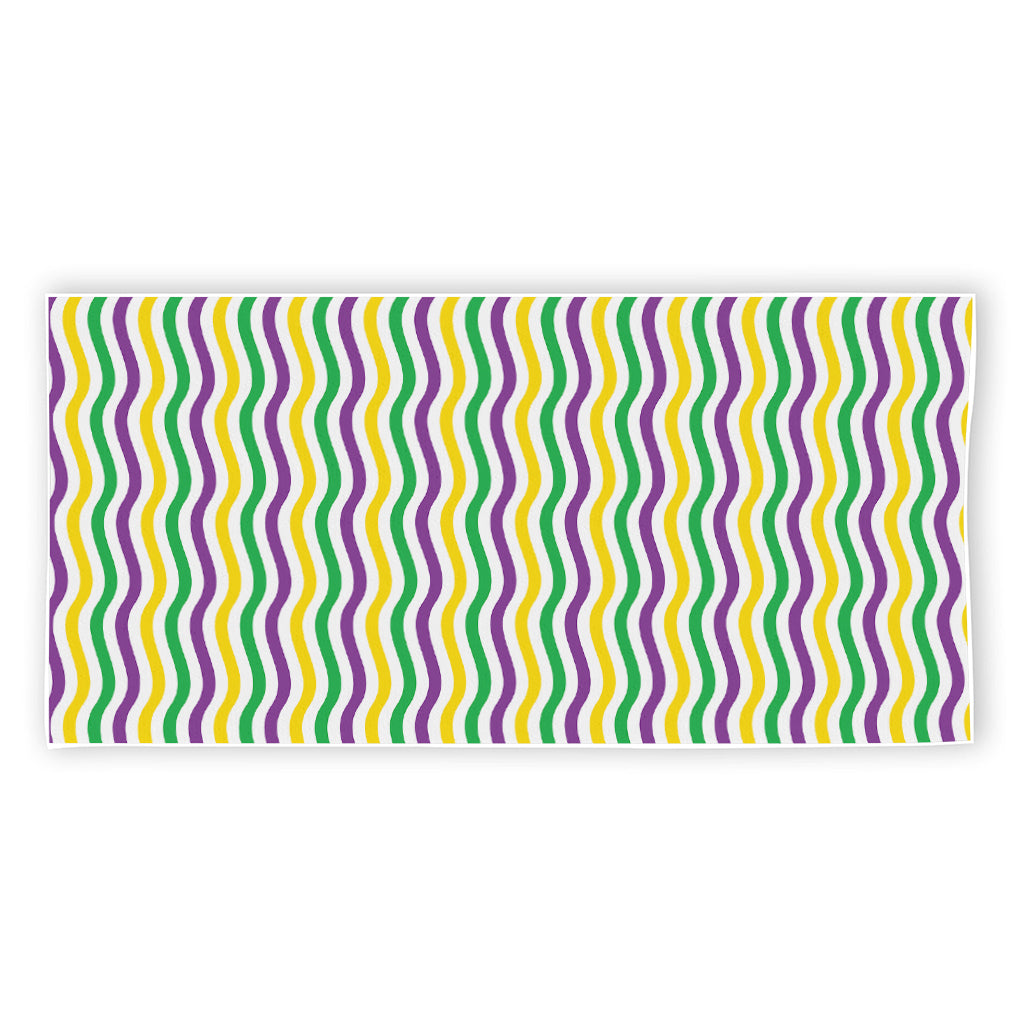 Mardi Gras Wave Pattern Print Beach Towel
