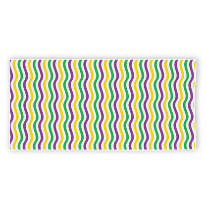 Mardi Gras Wave Pattern Print Beach Towel