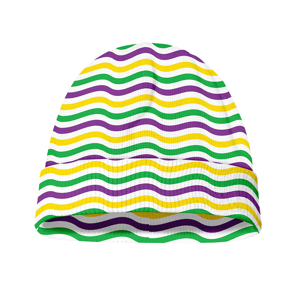 Mardi Gras Wave Pattern Print Beanie