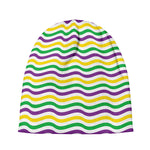 Mardi Gras Wave Pattern Print Beanie