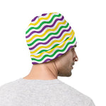 Mardi Gras Wave Pattern Print Beanie
