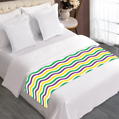 Mardi Gras Wave Pattern Print Bed Runner