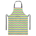 Mardi Gras Wave Pattern Print Bib Apron With Pocket