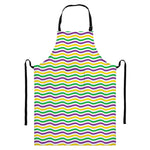 Mardi Gras Wave Pattern Print Bib Apron With Pocket