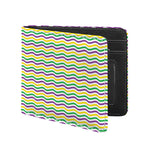 Mardi Gras Wave Pattern Print Bifold Wallet