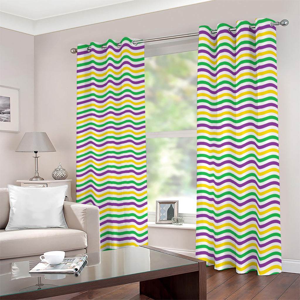 Mardi Gras Wave Pattern Print Blackout Grommet Curtains