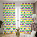 Mardi Gras Wave Pattern Print Dimout Pencil Pleat Curtains