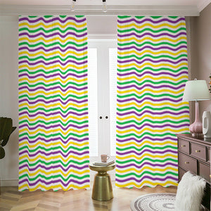 Mardi Gras Wave Pattern Print Blackout Pencil Pleat Curtains