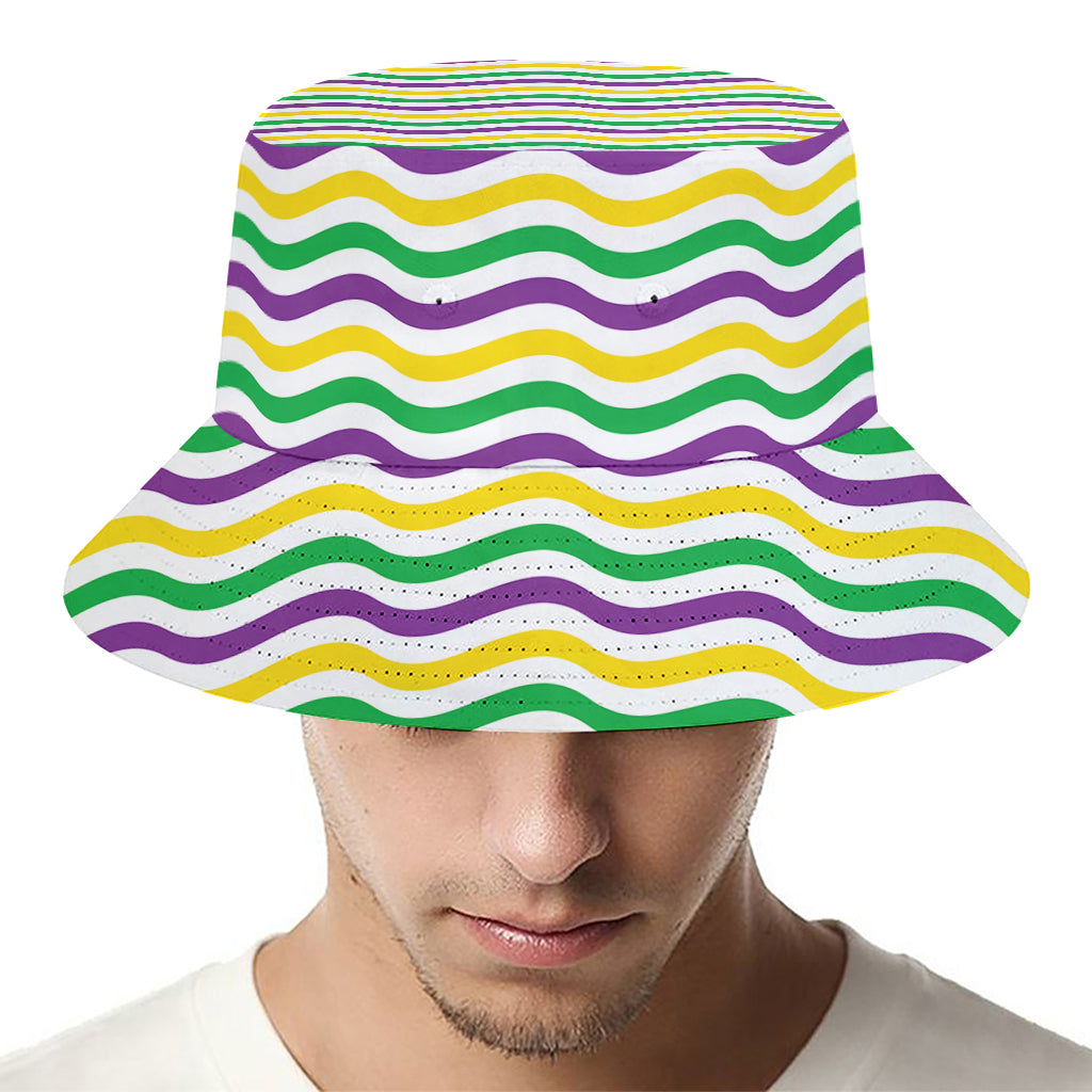 Mardi Gras Wave Pattern Print Bucket Hat