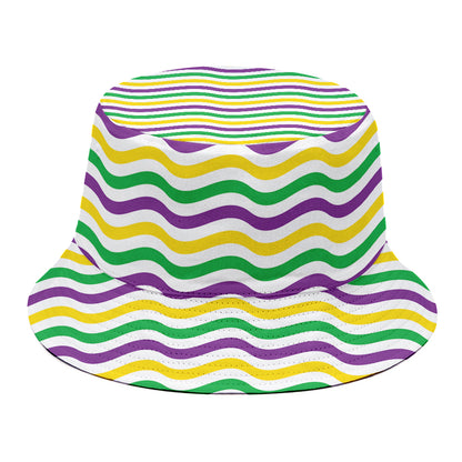 Mardi Gras Wave Pattern Print Bucket Hat