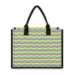 Mardi Gras Wave Pattern Print Canvas Tote Bag