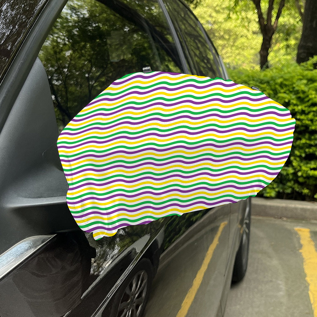 Mardi Gras Wave Pattern Print Car Side Mirror Covers