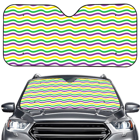 Mardi Gras Wave Pattern Print Car Windshield Sun Shade