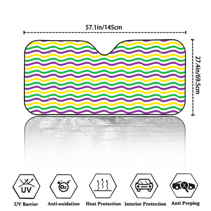 Mardi Gras Wave Pattern Print Car Windshield Sun Shade