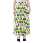 Mardi Gras Wave Pattern Print Chiffon Maxi Skirt