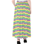 Mardi Gras Wave Pattern Print Chiffon Maxi Skirt