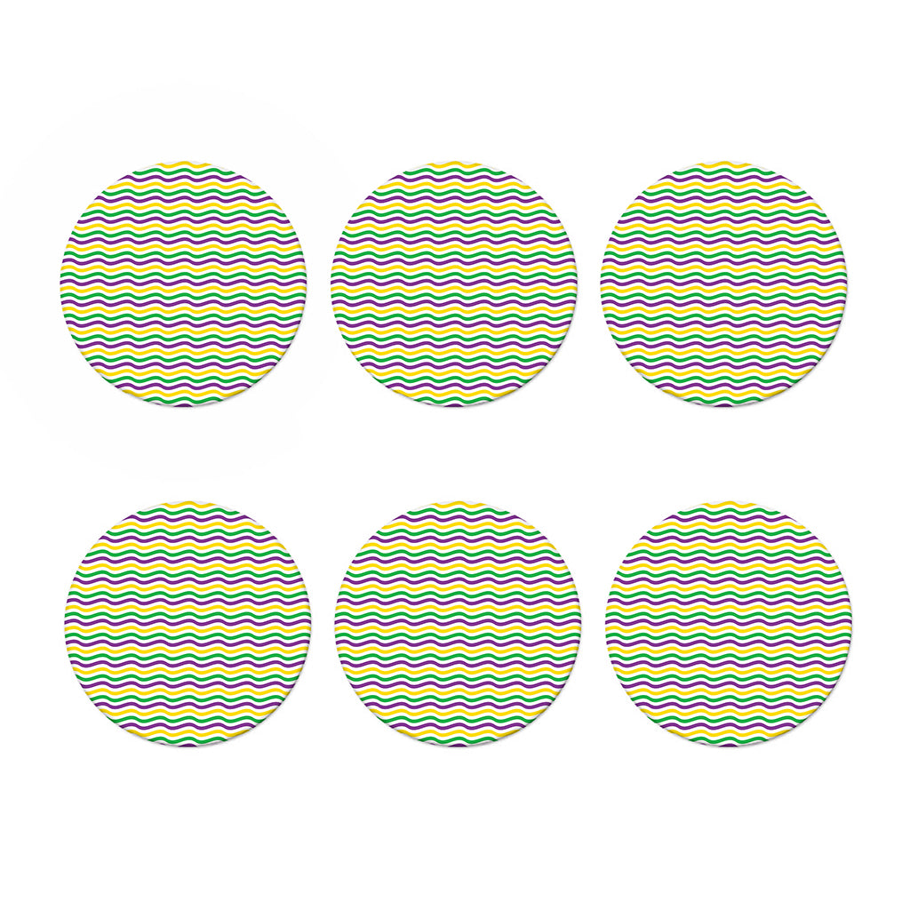 Mardi Gras Wave Pattern Print Coaster Set