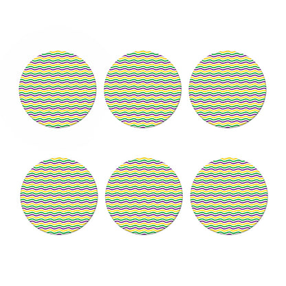 Mardi Gras Wave Pattern Print Coaster Set