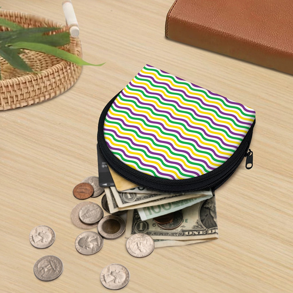 Mardi Gras Wave Pattern Print Coin Purse