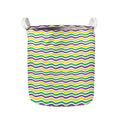 Mardi Gras Wave Pattern Print Collapsible Laundry Basket