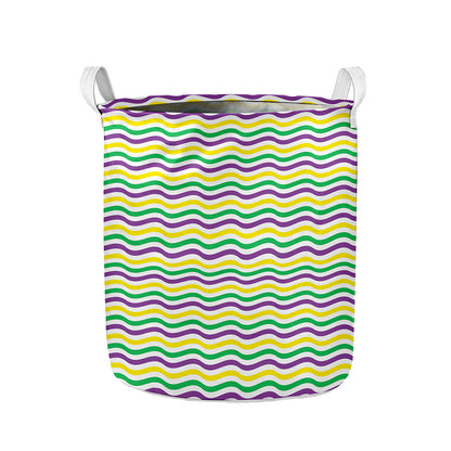 Mardi Gras Wave Pattern Print Collapsible Laundry Basket