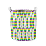 Mardi Gras Wave Pattern Print Collapsible Laundry Basket