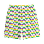 Mardi Gras Wave Pattern Print Cotton Shorts