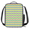 Mardi Gras Wave Pattern Print Crossbody Lunch Bag