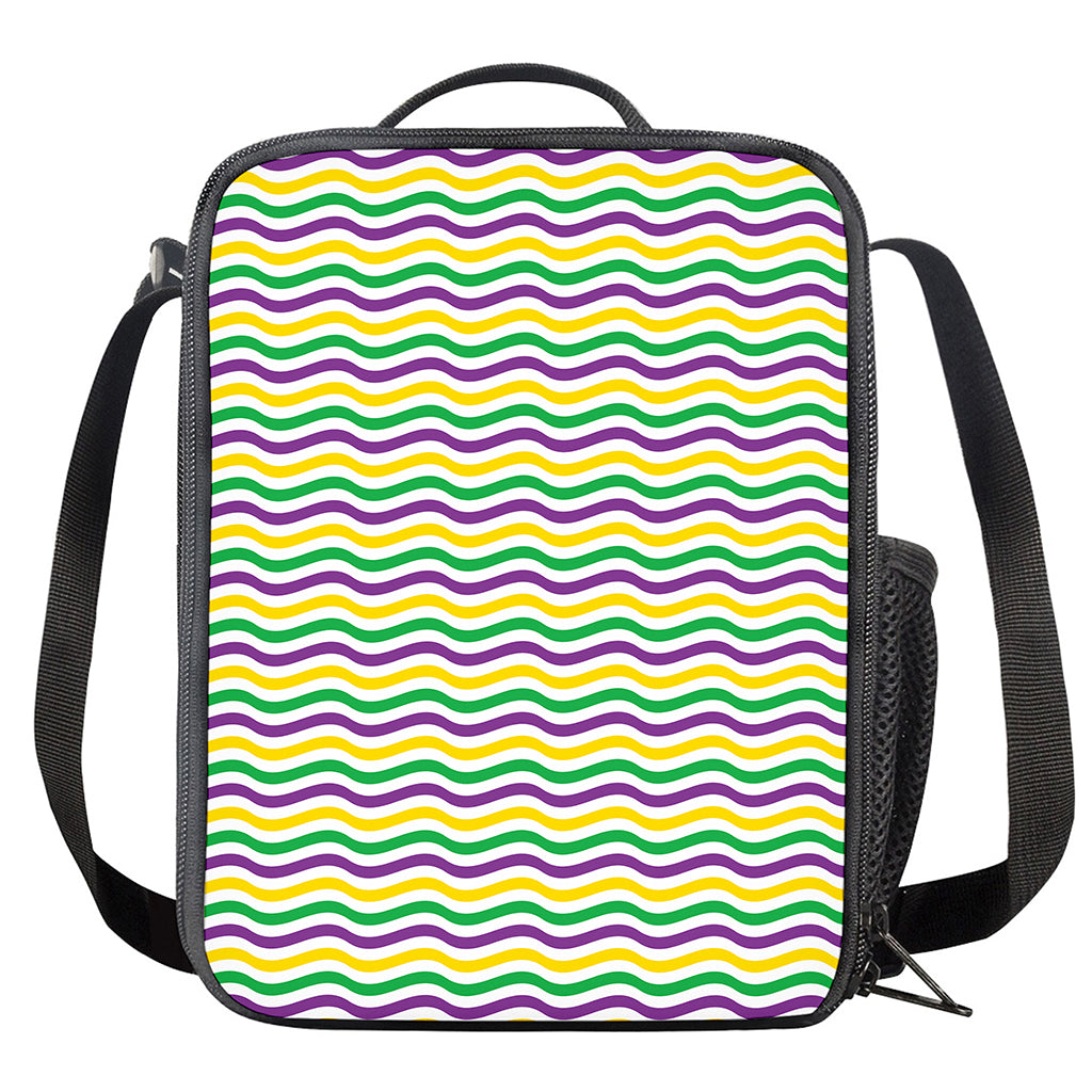 Mardi Gras Wave Pattern Print Crossbody Lunch Bag