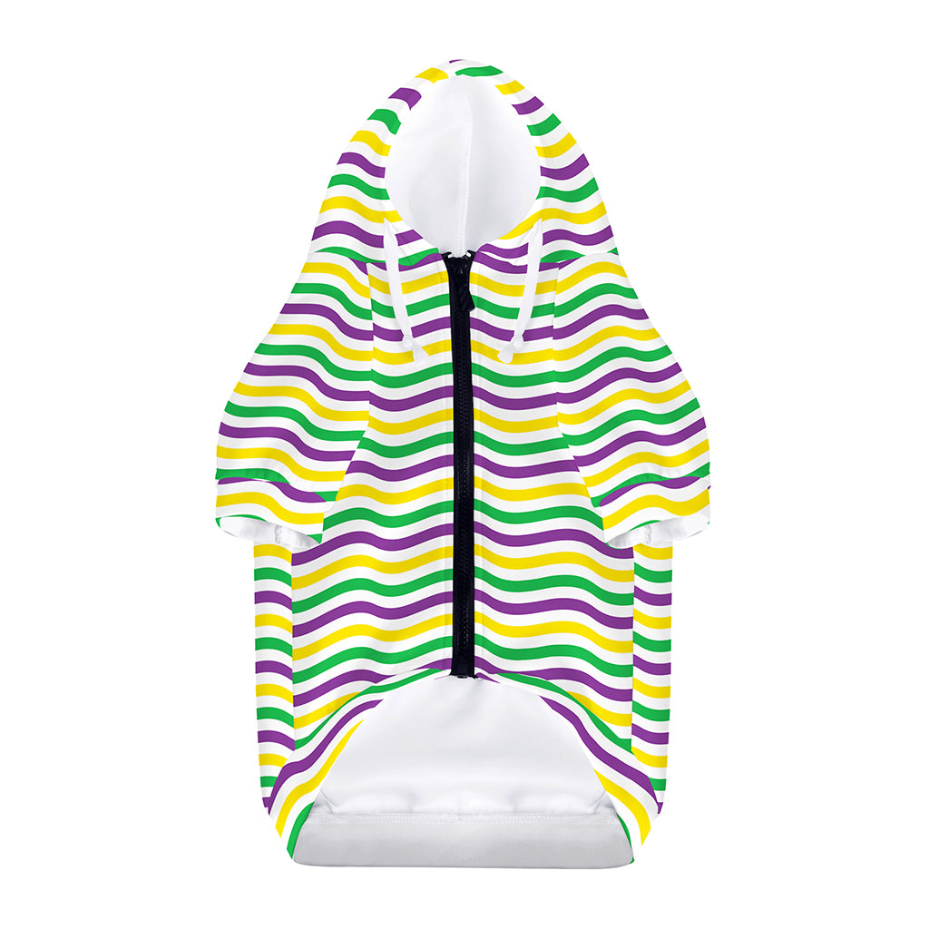 Mardi Gras Wave Pattern Print Dog Zip Up Hoodie