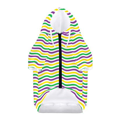 Mardi Gras Wave Pattern Print Dog Zip Up Hoodie