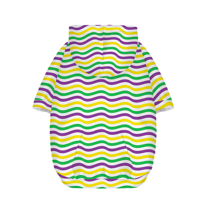 Mardi Gras Wave Pattern Print Dog Zip Up Hoodie