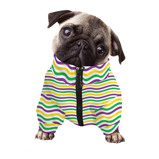 Mardi Gras Wave Pattern Print Dog Zip Up Jacket