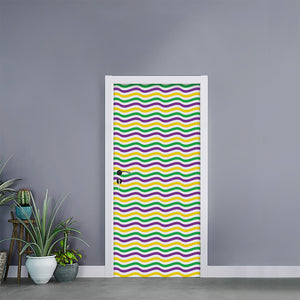 Mardi Gras Wave Pattern Print Door Sticker