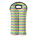 Mardi Gras Wave Pattern Print Double Neoprene Wine Tote