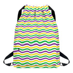 Mardi Gras Wave Pattern Print Drawstring Backpack