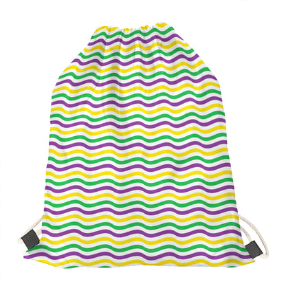 Mardi Gras Wave Pattern Print Drawstring Bag
