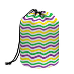 Mardi Gras Wave Pattern Print Drawstring Makeup Bag