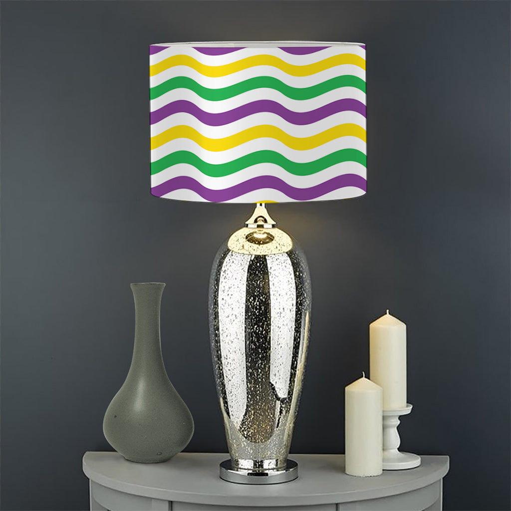 Mardi Gras Wave Pattern Print Drum Lamp Shade