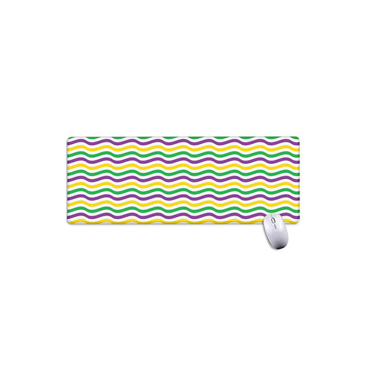 Mardi Gras Wave Pattern Print Extended Mouse Pad