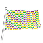 Mardi Gras Wave Pattern Print Flag