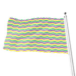 Mardi Gras Wave Pattern Print Flag