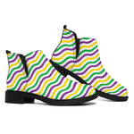 Mardi Gras Wave Pattern Print Flat Ankle Boots