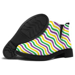 Mardi Gras Wave Pattern Print Flat Ankle Boots